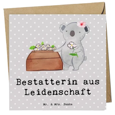 Produktbild von Mr. & Mrs. Panda Grußkarte Bestatterin Leidenschaft - Grau Pastell - Geschenk, Glückwunschkarte, anlasskarte, faltkarte, doppelkarte, Klappkarte