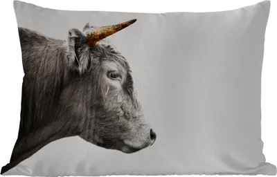 Produktbild von MuchoWow® Outdoor Kissen - Schottisches Hochlandrind - Tiere - Horn - Gold - 60x40 cm - Wetterfest - Lounge Kissen - Zierkissen - Kissen für Innenräume