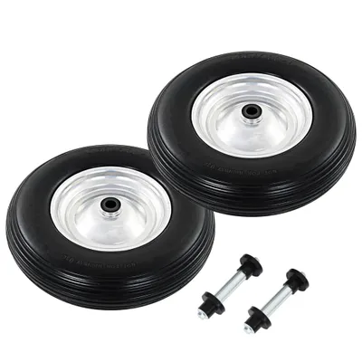 Immagine prodotto di Vidaxl-Schubkerne-Räder mit Achsen 4,00-8 390 mm Festpu 2 Sts