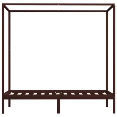 Produktbild von "im Sonderangebot"Himmelbett-Gestell/Bettrahmen - CLORIS - Einzelbett - Dunkelbraun Massivholz Kiefer 90 x 200 cm - Einfache Montage - - NeuMöbel6779654