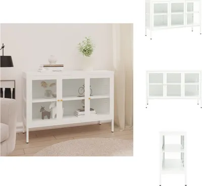 Obrázok produktu pre vidaXL Príborník biely 105x35x70 cm oceľ a sklo - Príborníky
