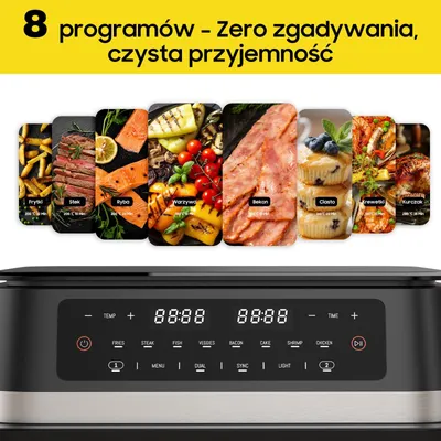 Image de Friteuse à air – Friteuse à air chaud – Friteuse numérique – XXL 11 litres – Puissance de 2950W – Double zone avec séparateur