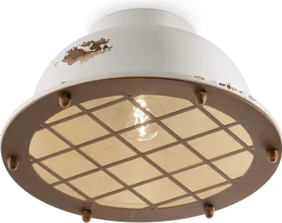 Produktbild von Deckenlampe Keramik D: 35 cm rund Weiß Shabby Antik Rostbraun E27 Vintage Keramikleuchte