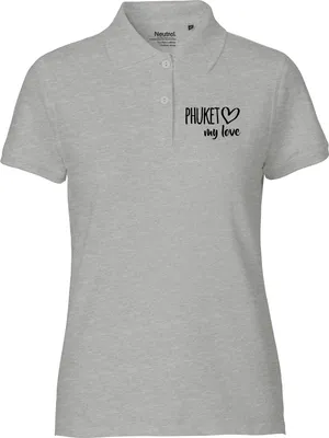Produktbild von Huuraa Damen Polo Shirt Phuket my love L Sport Grey Bio Baumwolle Fairtrade Poloshirt Geschenkidee