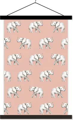Produktbild von MuchoWow® Textilposter Elefant - Pastell - Muster 60x90 cm mit schwarzem Rahmen - Poster Wohnzimmer