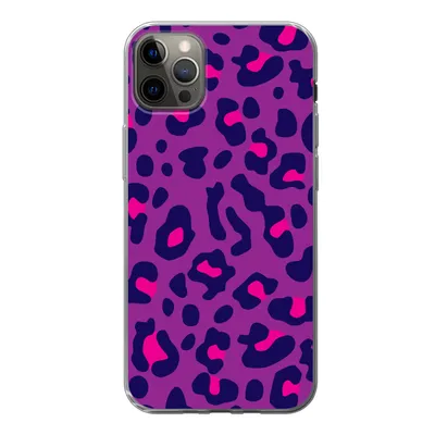 Produktbild von MuchoWow® Handyhülle Schutzhülle Hülle für iPhone 12 Pro Max Pantherdruck - Lila - Rosa Silikon Softcase Handy Hülle - Hartschale