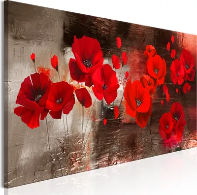 Produktbild von Modernes Wandbild b-A-0796-b-a (150x50 cm) - 1 Teilig Bilder Fotografie auf Leinwand Foto Bild Dekoration Wand Bilder Kunstdruck BLUMEN MOHN