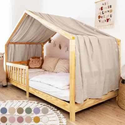 Produktbild von Betthimmel aus Musselin - Hausbett Deko für Mädchen & Jungen