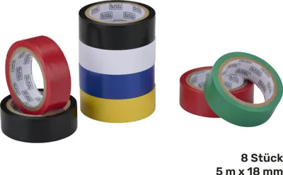 Zdjęcie produktu dla Taśma izolacyjna BLACK & DECKER, 18 mm, 5 m, 8 rolek