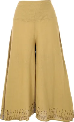 Produktbild von Palazzohose, 3/4 Hosenrock, Bedruckte Natürliche Boho Schlaghose, Sommerhose - Curry, Damen, Gelb, Baumwolle, Größe: M