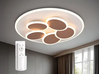 Produktbild von LED Deckenleuchte mit Fernbedienung, Tageslichtlampe flach, Grau Coffee Ø 48cm