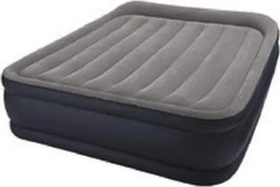 An inflatable air mattress on a white background.