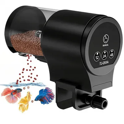 Produktbild von Automatischer Fischfutterautomat Aquarium, 100ML Groß Kapazität Fischfutter Feeder Feuchtigkeitsbeständig Fisch Futterautomaten