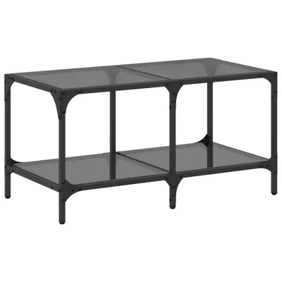 Image de vidaXL Table basse avec plateau en verre noir 78,5x40x40 cm acier