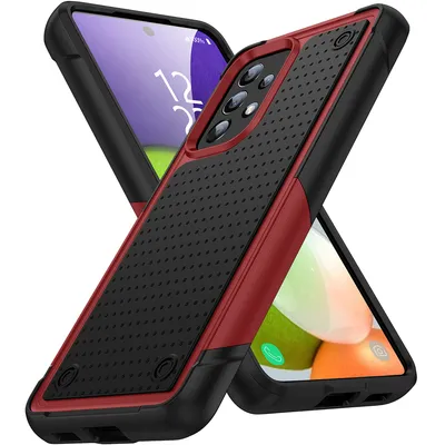 Obrázek produktu pro Pouzdro pro Samsung Galaxy A52S A52 5G/4G, vojenská kvalita, nárazuvzdorné hybridní 2v1 tvrdý PC a měkký TPU pouzdro červené černé