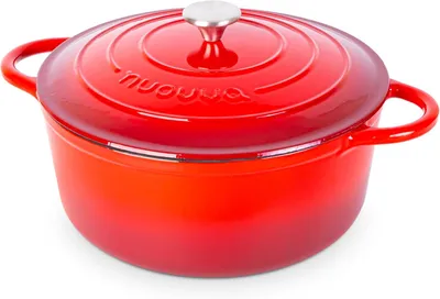 Imagen del producto de Olla de hierro fundido con tapa, esmaltada, de 6,9 litros, para la cocina