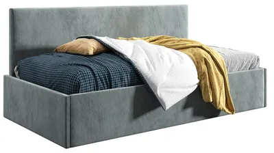 Produktbild von Belvedo Jugendbett Polsterbett 80x200 cm - Dunkelgrau - Holzbett mit Lattenrost - Stoff Riviera 96 - Comfort Bari