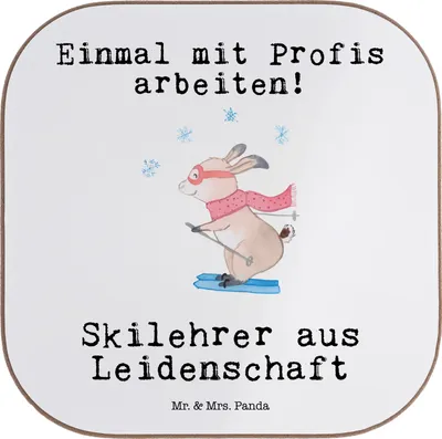 Produktbild von Mr. & Mrs. Panda Untersetzer Tasse Skilehrer Leidenschaft - Weiß - Geschenk, für Gläser, Tassenuntersetzer, Coaster, gläseruntersetzer, Tassen