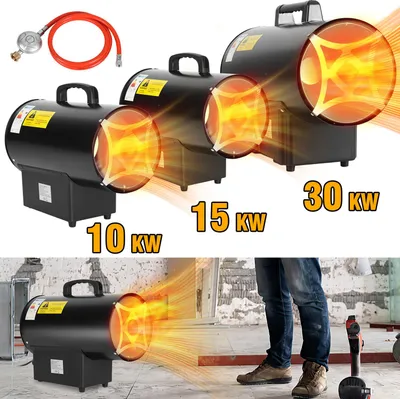 Productafbeelding van Jayseuw gasverwarmingsventilator, inclusief verbindingsslang en drukregelaar (verwarmingscapaciteit tot 15 kW, geschikt voor gangbare gasflessen)