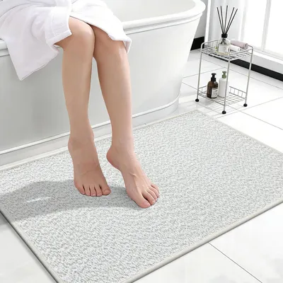 Immagine prodotto di Tappetino da bagno sottile – Antiscivolo e ad asciugatura rapida (grigio chiaro, 60 x 90 cm)