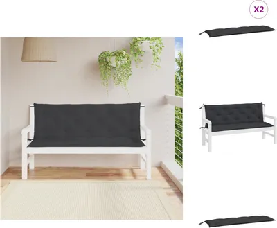 Zdjęcie produktu dla vidaXL Poduszki na ławkę ogrodową 2 szt. czarne 150x50x7 cm tkanina Oxford - poduszka na siedzisko