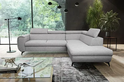 Produktbild von Ecksofa "Mona" Eckcouch Sofa Schlaffunktion grau Recamiere rechts