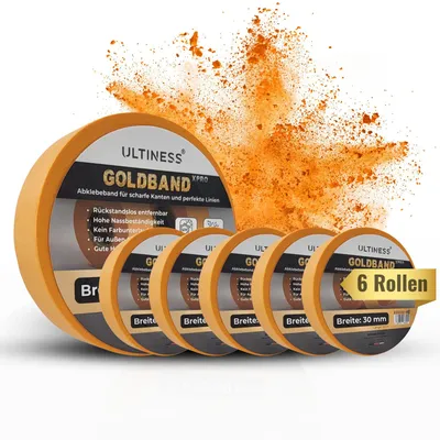 Produktbild von Ultiness Goldband XPRO Malerkrepp 30 mm x 50 m wasserbeständig, rückstandsfrei, UV-beständig - 6 32471-24