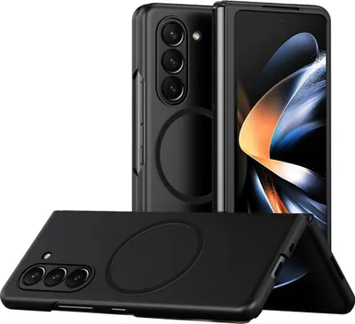 Image de Etui magnétique pour Samsung Galaxy Z Fold 6 compatible avec MagSafe, étui fin et mat en PC noir