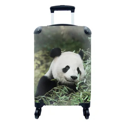 Produktbild von MuchoWow® Koffer Handgepäck Trolley Rollkoffer Kleine Reisekoffer mit 4 Rollen - Panda - Bambus - Pflanze - Cabin Size < 55x40x23 cm & 55x40x20 cm - Fotokoffer - Kabinenkoffer - Boardgepäck - Reise-Box - Reisekoffer - Reisegepäck - Koffer mit Bild - Trolley für Kinder
