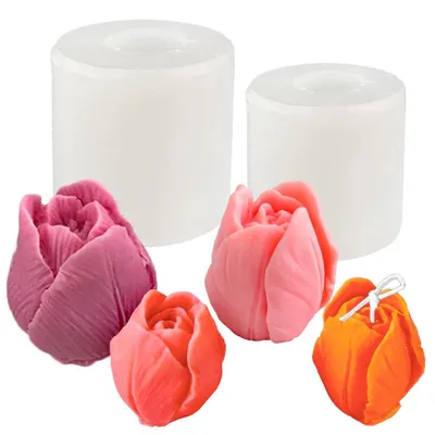 Produktbild von 2 Stück Silikonform Tulpen Kerzen Seife Gießform Blumen 3D