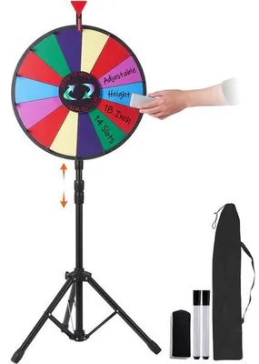 Productafbeelding van Prijzenwiel - Rad van Fortuin - 46 cm Diameter - Met Statief - Acrylplaat met PVC-schuim - Voor Loterijen en Spellen - Multicolor