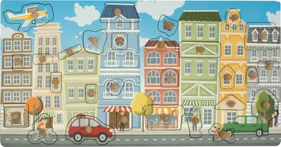 Produktbild von Stempelspiel Stadt 28 große Holzstempel Geschichten stempeln