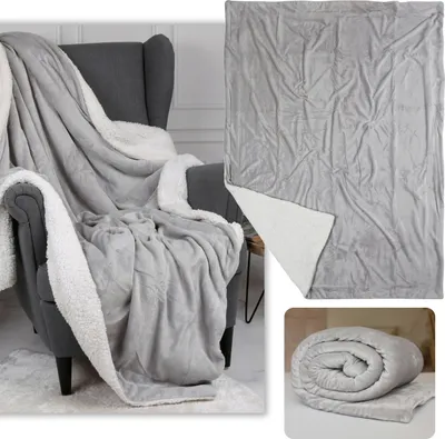 Produktbild von Graue Microfleece Bettdecke/Decke, weiche Plüsch Decke, sherpa 220-230 g/m 150x200 cm