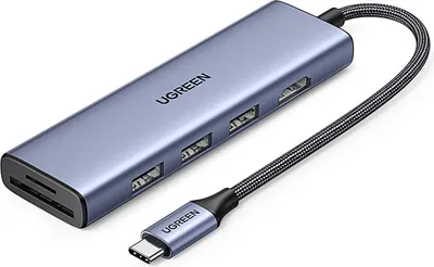 Produktbild von Ugreen 20956A, USB Typ-C, HDMI, USB 3.0, 5000 Mbit/s, 3840 x 2160, Silber, Rundkabel