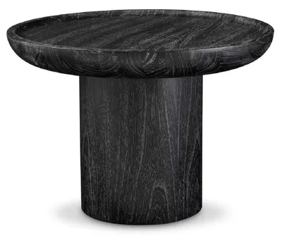Image de Casa Padrino Luxe Table d'Appoint Gris Noir Ø 64,5 x H. 46 cm - Table ronde en bois massif - Meubles de salon en bois massif - Qualité de luxe