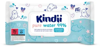 Zdjęcie produktu dla Kindii Pure Water 99% Chusteczki dla niemowląt i dzieci 60 szt.
