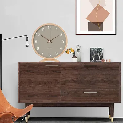 Produktbild von Moderne stille Holz Tischuhr für Schlafzimmer und Büro - Dekorative analoge Uhr