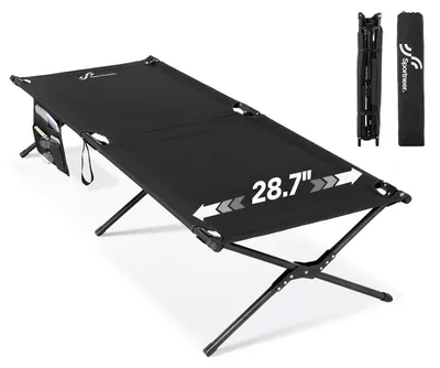 Productafbeelding van Veldbed Campingbed XXL - Inklapbaar 199 x 73 cm - Tot 150 kg belastbaar - Opgevouwen 102 x 20 cm - Met opbergtas
