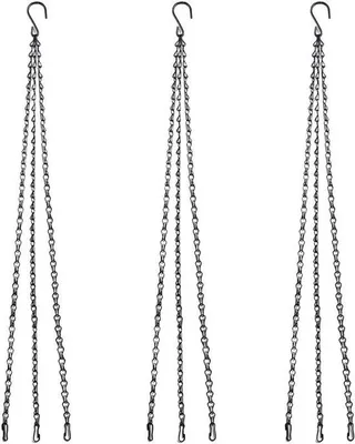 Immagine prodotto di Set di 3 cestini da appendere con catena in metallo nero da 76 cm, decorativi