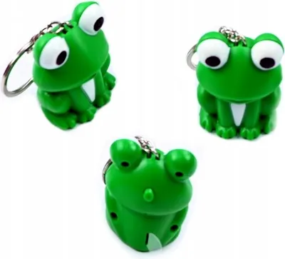 Produktbild von Leuchtender Frosch Schlüsselanhänger mit Sound - LED Taschenanhänger für Kinder - Lustiges Gadget