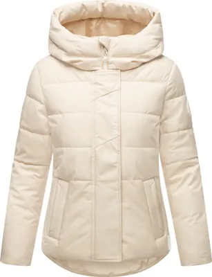 Produktbild von Marikoo Damen Winterjacke Kurz Outdoor Jacke Recycelt Vegan Teddyfell gefüttert Steppjacke mit hohem Kragen Elira Cream Gr: 34 - XS