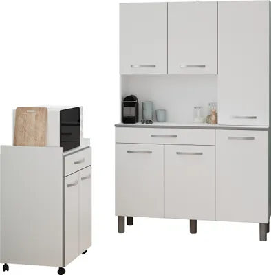 Produktbild von Mehrzweckschrank-Set >Season 1< (2-teilig) in Weiß. Absetzungen Grau