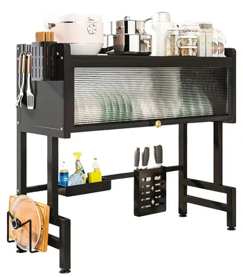 Immagine prodotto di Scolapiatti, design regolabile, piedini antiscivolo, nero, a 3 ripiani, M