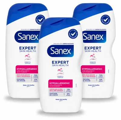 Productafbeelding van 3 x Sanex Expert Skin Health Hypoallergene Douchegel - 400 ml - Voordeelverpakking - 3 stuks