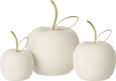 Produktbild von J-Line Set Von 3 Apfel Sandfinition Porzellan Weiß/Goldfarben