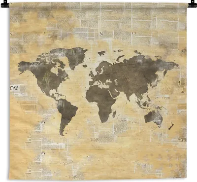 Produktbild von MuchoWow® Wandteppich Wandbehang Weltkarte - Aquarell - Vintage 150x150 cm Tapisserie Dekoration Wandtuch - Wohnaccessoires - Modernes