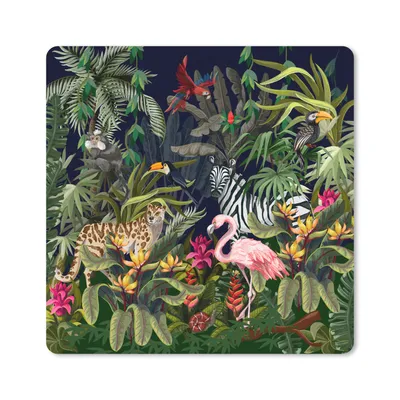 Produktbild von MuchoWow® Mauspad Mousepad Dschungeltiere - Natur - Jungen - Mädchen - Flamingo - Zebra 20x20 cm - Mousepads - Maus Mat - Pad - Mausunterlage - Desk Mat - Bureauartikeln