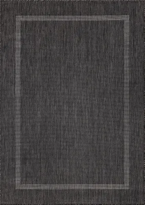 Image de Teppium Tapis Extérieur 160x230 cm Noir Design Bordure Tissage Plat Résistant aux Intempéries Lavable pour Salon Salle à Manger Terrasse
