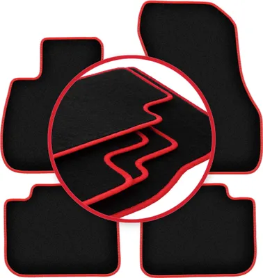 Image de Tapis de sol en moquette noir/rouge pour BMW X2 F39 2018- 4 pièces