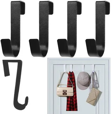 Obrázok produktu pre Sada 5 čiernych závesných háčikov Unyqoos® – nerezová oceľ, 7 x 1,3 cm, vysoká nosnosť, bez vŕtania, vhodné na uteráky, do kuchyne, kúpeľne a obytných priestorov